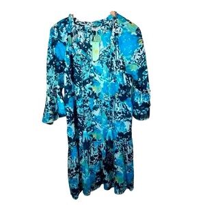 Debbie Katz Swimwear Coverup Dress Size Medium Cotton Floral Tropical